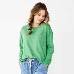 Women's Sonoma Goods For Life® Long Sleeve Pocket Tee -Sonoma Goods For Life Shop 5585375 Aloe Green