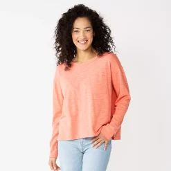 Women's Sonoma Goods For Life® Long Sleeve Pocket Tee -Sonoma Goods For Life Shop 5585375 Coral Pink