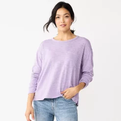 Women's Sonoma Goods For Life® Long Sleeve Pocket Tee -Sonoma Goods For Life Shop 5585375 Light Purple