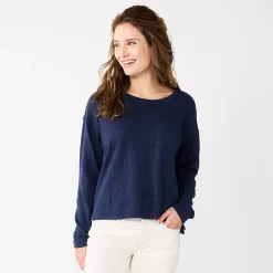 Women's Sonoma Goods For Life® Long Sleeve Pocket Tee -Sonoma Goods For Life Shop 5585375 Navy