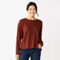 Women's Sonoma Goods For Life® Long Sleeve Pocket Tee -Sonoma Goods For Life Shop 5585375 Plum Wine