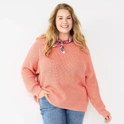 Plus Size Sonoma Goods For Life® Drop Shoulder Sweater -Sonoma Goods For Life Shop 5585467 Coral