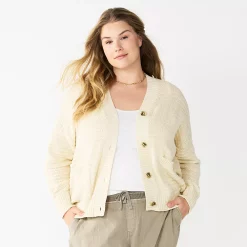 Plus Size Sonoma Goods For Life® Cropped Cardigan -Sonoma Goods For Life Shop 5585627 Cream