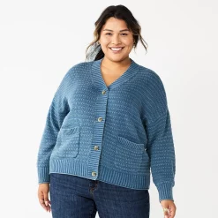 Plus Size Sonoma Goods For Life® Cropped Cardigan -Sonoma Goods For Life Shop 5585627 Washed Blue