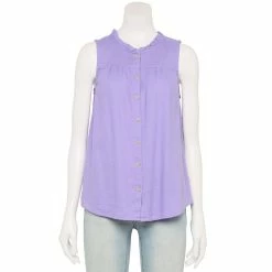 Women's Sonoma Goods For Life® Button-Front Ruffle Tank -Sonoma Goods For Life Shop 5586080 Purple
