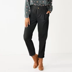 Women's Sonoma Goods For Life® Mid-Rise Straight-Leg Paperbag Pants -Sonoma Goods For Life Shop 5587701 Black