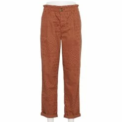 Women's Sonoma Goods For Life® Mid-Rise Straight-Leg Paperbag Pants -Sonoma Goods For Life Shop 5587701 Brown Ikat