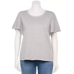 Plus Size Sonoma Goods For Life Seamed Flutter Sleeve Top -Sonoma Goods For Life Shop 5588211 Washed Gray