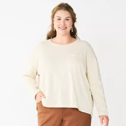 Plus Size Sonoma Goods For Life® Long Sleeve Pocket Tee -Sonoma Goods For Life Shop 5590050 Cream