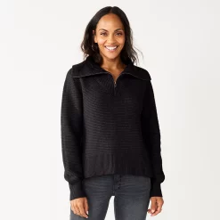 Women's Sonoma Goods For Life® Cozy Quarter-Zip Sweater -Sonoma Goods For Life Shop 5597622 Black