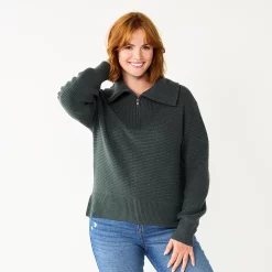 Women's Sonoma Goods For Life® Cozy Quarter-Zip Sweater -Sonoma Goods For Life Shop 5597622 Dusty Green