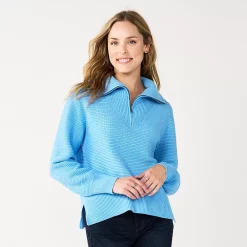 Women's Sonoma Goods For Life® Cozy Quarter-Zip Sweater -Sonoma Goods For Life Shop 5597622 Sky Blue