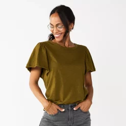 Women's Sonoma Goods For Life® Seamed Flutter Sleeve Top -Sonoma Goods For Life Shop 5611922 Olive
