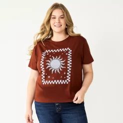 Plus Size Sonoma Goods For Life® Relaxed Graphic Tee -Sonoma Goods For Life Shop 5611932 Brown Blue Sun