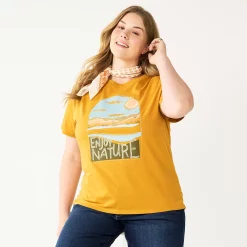 Plus Size Sonoma Goods For Life® Relaxed Graphic Tee -Sonoma Goods For Life Shop 5611932 Gold Enjoy Nature