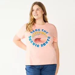 Plus Size Sonoma Goods For Life® Relaxed Graphic Tee -Sonoma Goods For Life Shop 5611932 Pink Scenic Route