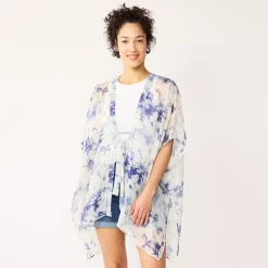 Women's Sonoma Goods For Life® Easy Tye Dye Tie Front Ruana -Sonoma Goods For Life Shop 5614894 Blue