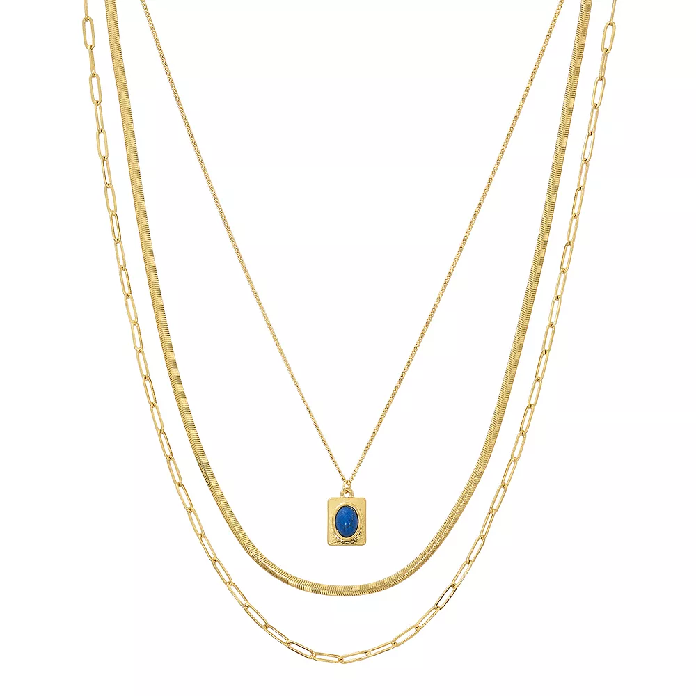 Sonoma Goods For Life® Recycled Layered Simulated Lapis Pendant Necklace 1 Sonoma Goods For Life® Recycled Layered Simulated Lapis Pendant Necklace