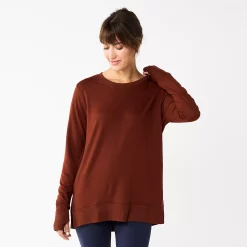 Women's Sonoma Goods For Life® Super Soft Solid Tunic Sweatshirt -Sonoma Goods For Life Shop 5621644 Deep Wine