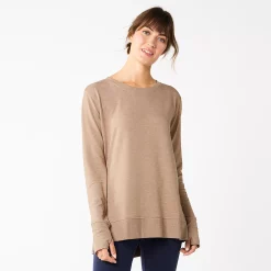 Women's Sonoma Goods For Life® Super Soft Solid Tunic Sweatshirt -Sonoma Goods For Life Shop 5621644 Tan