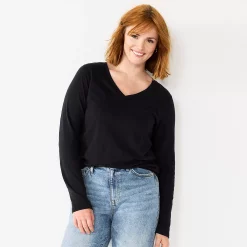 Women's Sonoma Goods For Life® Everyday V-Neck Long Sleeve Tee 36 Women's Sonoma Goods For Life® Everyday V-Neck Long Sleeve Tee -Sonoma Goods For Life Shop 5625801 Black