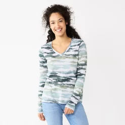 Women's Sonoma Goods For Life® Everyday V-Neck Long Sleeve Tee 53 Women's Sonoma Goods For Life® Everyday V-Neck Long Sleeve Tee -Sonoma Goods For Life Shop 5625801 Blue Animal Print