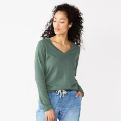 Women's Sonoma Goods For Life® Everyday V-Neck Long Sleeve Tee 51 Women's Sonoma Goods For Life® Everyday V-Neck Long Sleeve Tee -Sonoma Goods For Life Shop 5625801 Dark Blue Gray