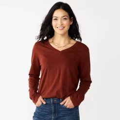 Women's Sonoma Goods For Life® Everyday V-Neck Long Sleeve Tee 48 Women's Sonoma Goods For Life® Everyday V-Neck Long Sleeve Tee -Sonoma Goods For Life Shop 5625801 Deep Wine