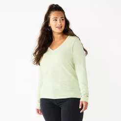 Women's Sonoma Goods For Life® Everyday V-Neck Long Sleeve Tee 54 Women's Sonoma Goods For Life® Everyday V-Neck Long Sleeve Tee -Sonoma Goods For Life Shop 5625801 Mint Green