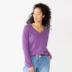 Women's Sonoma Goods For Life® Everyday V-Neck Long Sleeve Tee 43 Women's Sonoma Goods For Life® Everyday V-Neck Long Sleeve Tee -Sonoma Goods For Life Shop 5625801 Purple