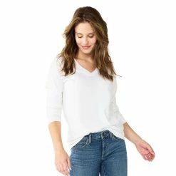Women's Sonoma Goods For Life® Everyday V-Neck Long Sleeve Tee 47 Women's Sonoma Goods For Life® Everyday V-Neck Long Sleeve Tee -Sonoma Goods For Life Shop 5625801 White