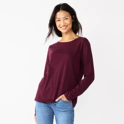Women's Sonoma Goods For Life® Everyday Crewneck Long Sleeve Tee -Sonoma Goods For Life Shop 5625802 Dark Berry