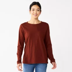 Women's Sonoma Goods For Life® Everyday Crewneck Long Sleeve Tee -Sonoma Goods For Life Shop 5625802 Deep Wine