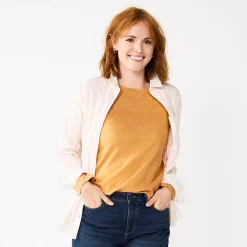 Women's Sonoma Goods For Life® Everyday Crewneck Long Sleeve Tee -Sonoma Goods For Life Shop 5625802 Gold Texture