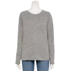 Women's Sonoma Goods For Life® Everyday Crewneck Long Sleeve Tee -Sonoma Goods For Life Shop 5625802 Gray Texture