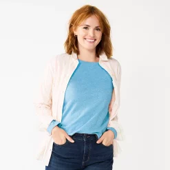 Women's Sonoma Goods For Life® Everyday Crewneck Long Sleeve Tee -Sonoma Goods For Life Shop 5625802 Light Blue Texture