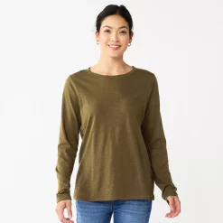 Women's Sonoma Goods For Life® Everyday Crewneck Long Sleeve Tee -Sonoma Goods For Life Shop 5625802 Olive