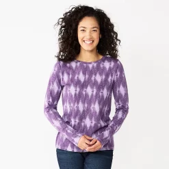 Women's Sonoma Goods For Life® Everyday Crewneck Long Sleeve Tee -Sonoma Goods For Life Shop 5625802 Purple Diamond Print