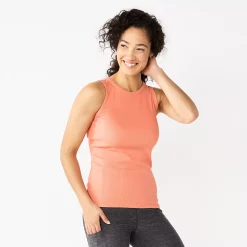 Women's Sonoma Goods For Life® Slim Fit High Neck Rib Tank -Sonoma Goods For Life Shop 5651280 Coral