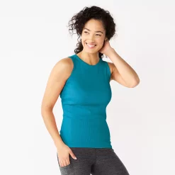 Women's Sonoma Goods For Life® Slim Fit High Neck Rib Tank -Sonoma Goods For Life Shop 5651280 Dark Teal