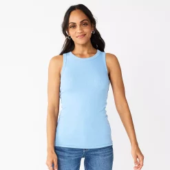 Women's Sonoma Goods For Life® Slim Fit High Neck Rib Tank -Sonoma Goods For Life Shop 5651280 Sky Blue