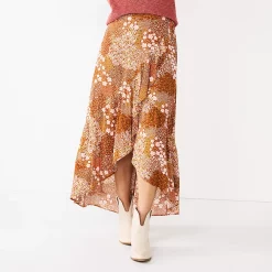 Women's Sonoma Goods For Life® Wrap Ruffle Maxi Skirt -Sonoma Goods For Life Shop 5657677 Mauve Multi Floral