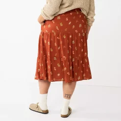 Plus Size Sonoma Goods For Life® Tiered Midi Skirt -Sonoma Goods For Life Shop 5659149 ALT