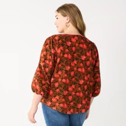 Plus Size Sonoma Goods For Life® Notchneck Long Sleeve Top -Sonoma Goods For Life Shop 5661416 ALT