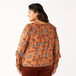 Plus Size Sonoma Goods For Life® Ruffle Peasant Top -Sonoma Goods For Life Shop 5662063 ALT