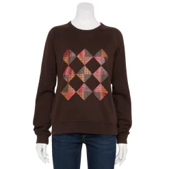 Women's Sonoma Goods For Life® Everyday Crewneck Sweatshirt -Sonoma Goods For Life Shop 5664640 Brown Quilt Graphic