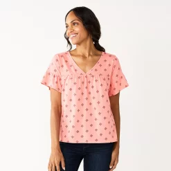 Women's Sonoma Goods For Life® Ruffled Babydoll Top 12 Women's Sonoma Goods For Life® Ruffled Babydoll Top -Sonoma Goods For Life Shop 5665750 Coral Mauve Geo