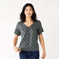 Women's Sonoma Goods For Life® Ruffled Babydoll Top 11 Women's Sonoma Goods For Life® Ruffled Babydoll Top -Sonoma Goods For Life Shop 5665750 Gray Gold Geo