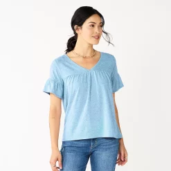 Women's Sonoma Goods For Life® Ruffled Babydoll Top 13 Women's Sonoma Goods For Life® Ruffled Babydoll Top -Sonoma Goods For Life Shop 5665750 Light Blue