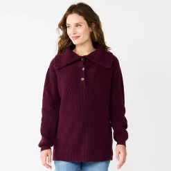 Maternity Sonoma Goods For Life® Nursing Henley Sweater -Sonoma Goods For Life Shop 5666231 Berry